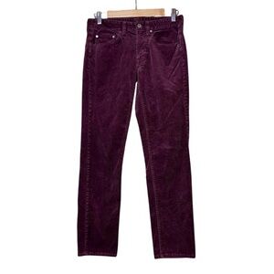 Bonobos 5 Pocket Corduroy Straight Slim Leg Pants in Purple Wine Size 29x30
